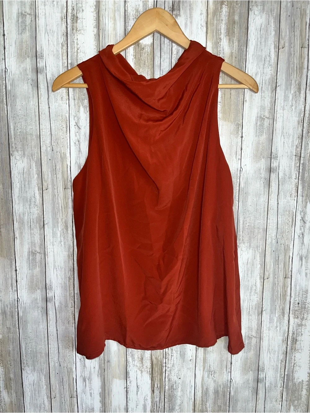 Entro Rust Orange Cowl Neck Sleeveless Tank Top Blouse Size S - Picture 2 of 5